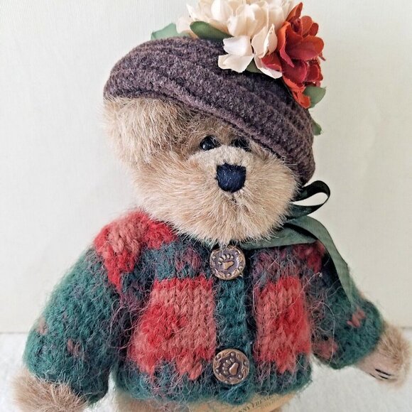 Boyds Bears Jointed Plush Bear AUNT FANNY FREMONT 918350 NWT 8" sweater hat - Picture 9 of 12